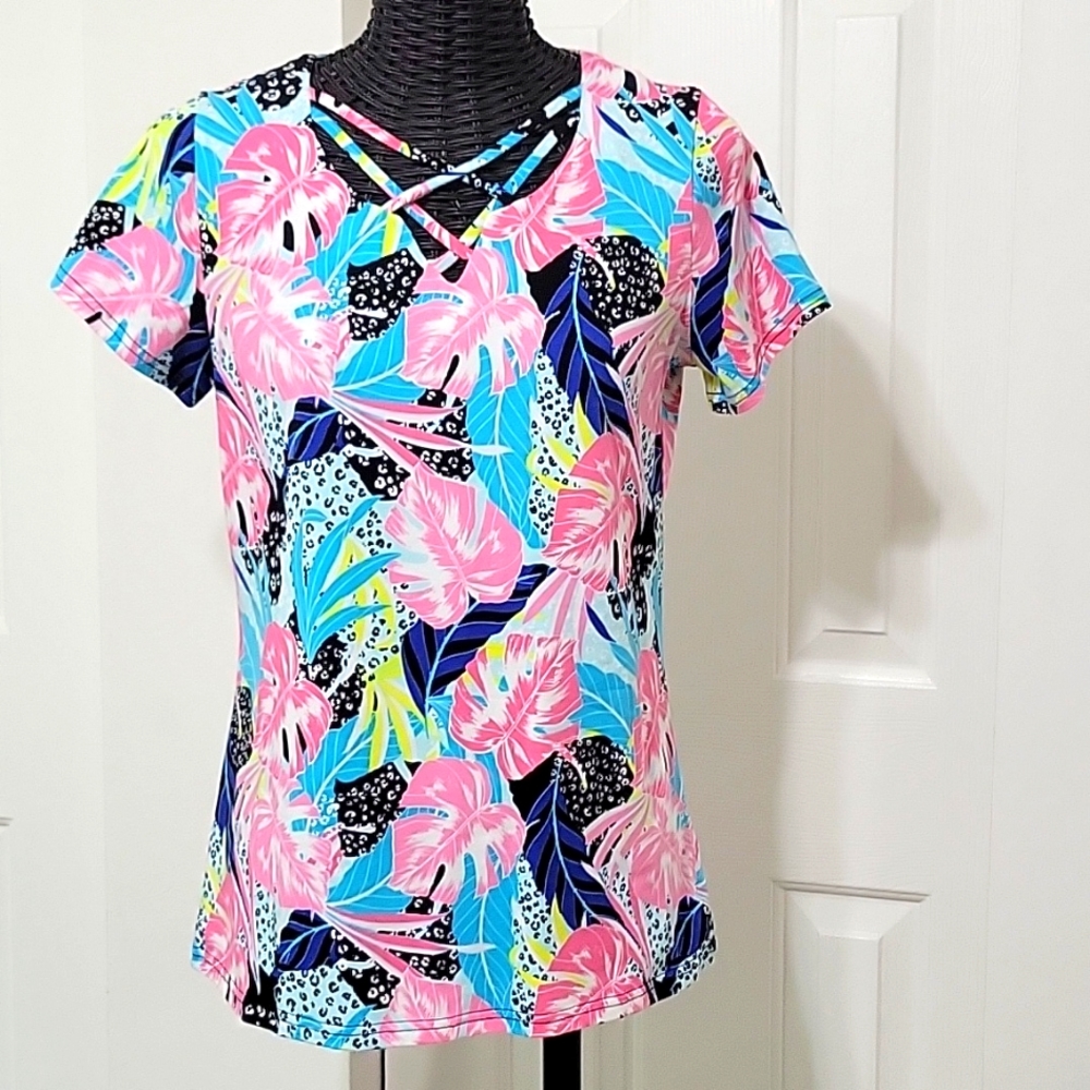 Caribbean joe women's top Hawaiian Colors Size S NWT